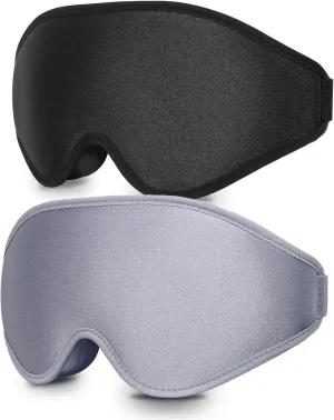 2 Pack Eye Mask for Sleeping - AUPHIL 3D Contoured Eye Mask with Eye Cup Blackout Sleeping Mask, Zero Pressure Eye Cover Sleep Mask for Women Men Side Sleeper 100% Light Blocking Blindfold