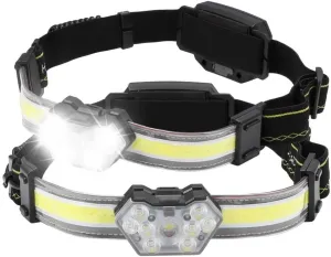2 Pack Led Headlamps, Rechargeable 600 Lumen Headlight, Waterproof with Red Taillight, 270° Beam, 5 Modes for Night Fishing, Hiking, and Repairs