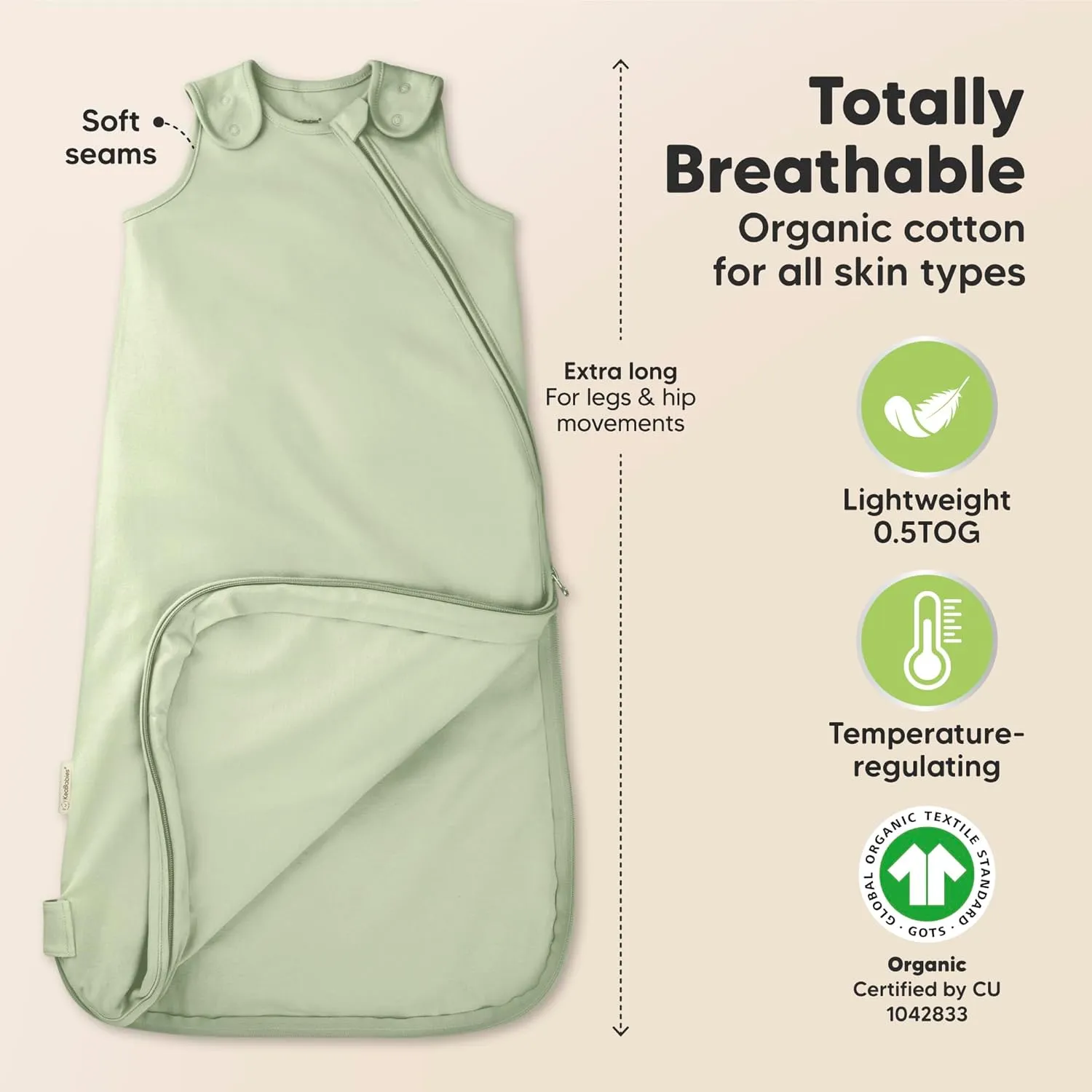 2-Pack Organic Baby Sleep Sacks, 100% Cotton - Soft & Breathable 0.5TOG Baby Wearable Blanket, Toddler Sleeping Sack 6-18 months, Easy to Wear Transitional Swaddles for Newborns, Infants(Roarsome, M)