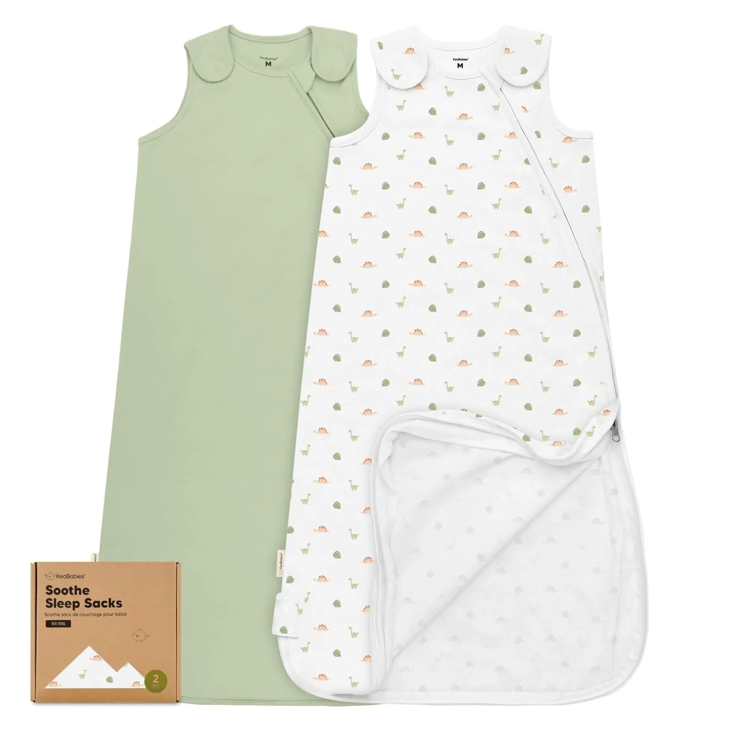 2-Pack Organic Baby Sleep Sacks, 100% Cotton - Soft & Breathable 0.5TOG Baby Wearable Blanket, Toddler Sleeping Sack 6-18 months, Easy to Wear Transitional Swaddles for Newborns, Infants(Roarsome, M)