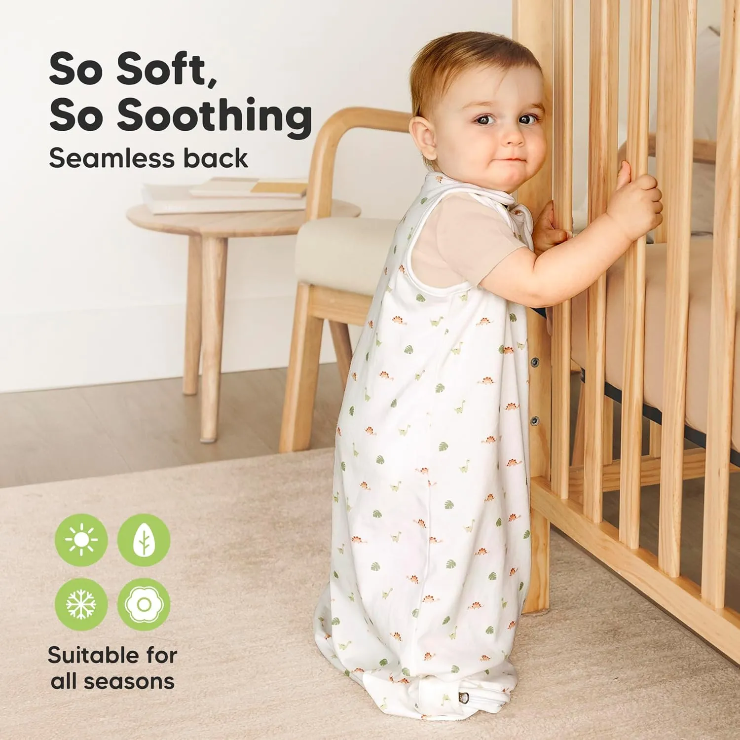 2-Pack Organic Baby Sleep Sacks, 100% Cotton - Soft & Breathable 0.5TOG Baby Wearable Blanket, Toddler Sleeping Sack 6-18 months, Easy to Wear Transitional Swaddles for Newborns, Infants(Roarsome, M)