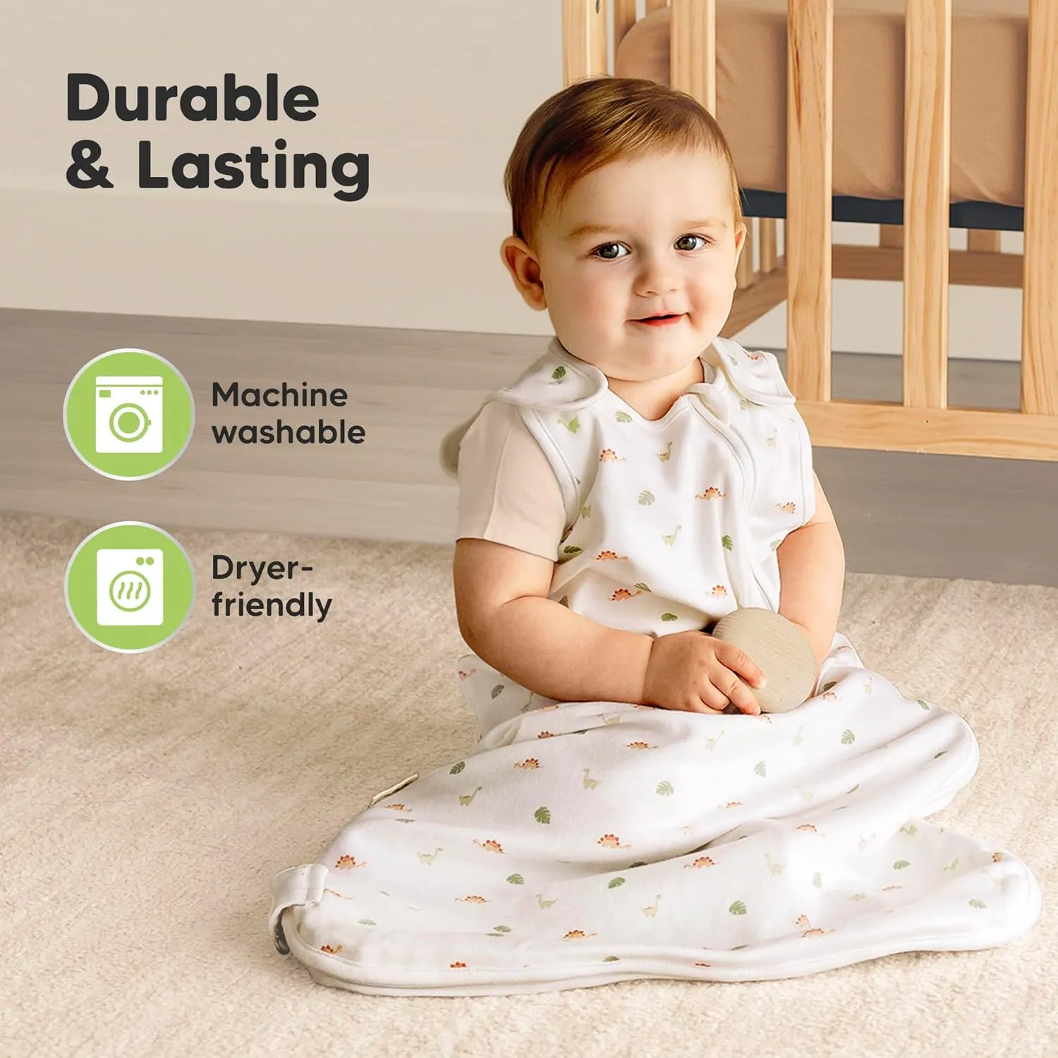 2-Pack Organic Baby Sleep Sacks, 100% Cotton - Soft & Breathable 0.5TOG Baby Wearable Blanket, Toddler Sleeping Sack 6-18 months, Easy to Wear Transitional Swaddles for Newborns, Infants(Roarsome, M)