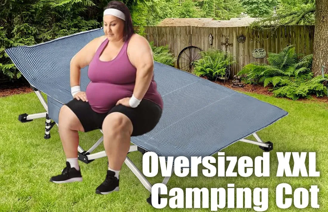 2-Pack Oversize Cot 79x18x32 Inch Extra Large Width XXL Camping Cot with Mattress Folding Cot Heavy Duty Comfortable Cots for Sleeping Guest Bed with Carry Bag Easy to Set-up for Home Indoor Outdoor