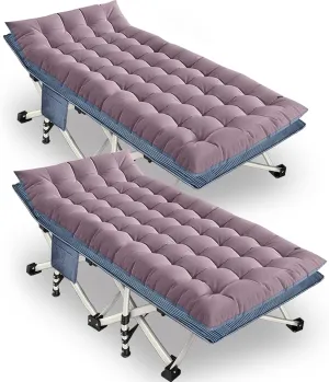 2-Pack Oversize Cot 79x18x32 Inch Extra Large Width XXL Camping Cot with Mattress Folding Cot Heavy Duty Comfortable Cots for Sleeping Guest Bed with Carry Bag Easy to Set-up for Home Indoor Outdoor