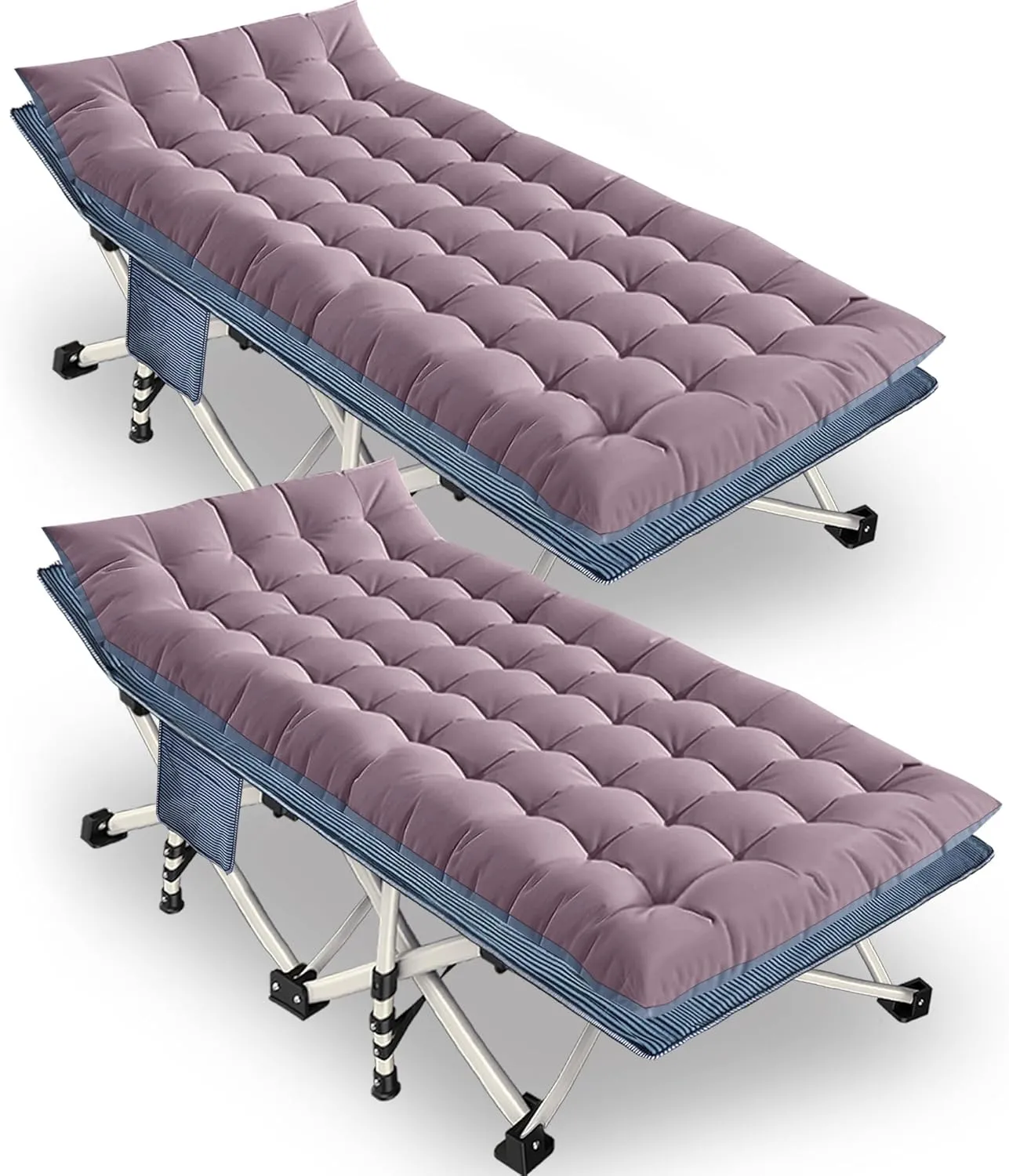 2-Pack Oversize Cot 79x18x32 Inch Extra Large Width XXL Camping Cot with Mattress Folding Cot Heavy Duty Comfortable Cots for Sleeping Guest Bed with Carry Bag Easy to Set-up for Home Indoor Outdoor