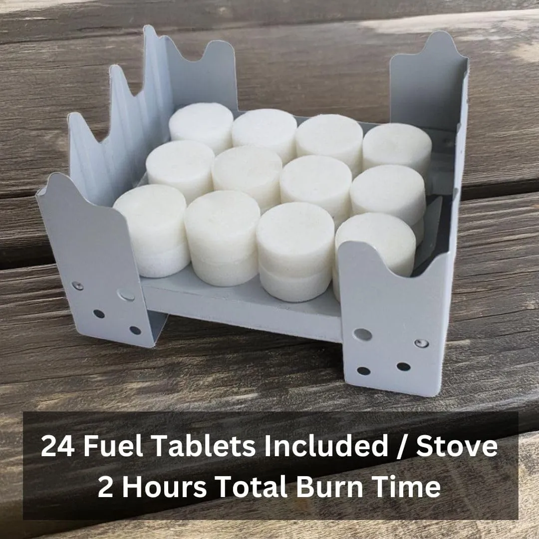 (2 Pack) Portable Folding Stove with 24 Fuel Tablets/Stove - Lightweight Pocket Stove For Your Backpacking Gear, Camping Equipment, Emergency Prep and Hiking stove Use | Versatile Cooking Solution