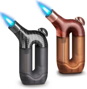 2 Pack Torch Lighter Single Jet Flame Refillable Butane Lighter Windproof Gas Torch Lighters Adjustable Jet Lighter Cool Lighter for Camping Candle BBQ Grill(Fuel Not Included)