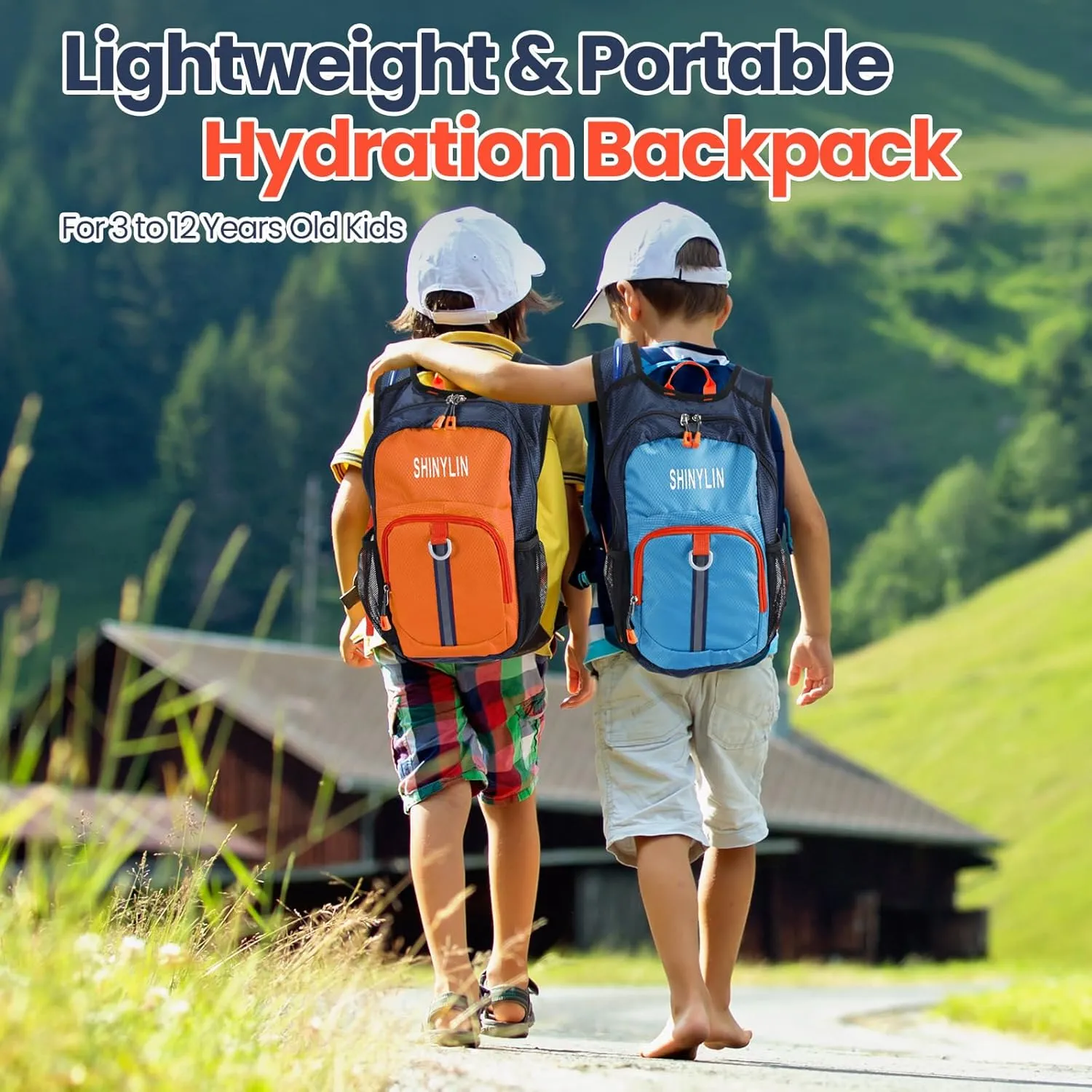 2 Pcs Kids Hydration Backpack with 1.5l Water Bladder Lightweight Kids Hiking Backpack Water Rucksack for Boys Girls Climbing Running
