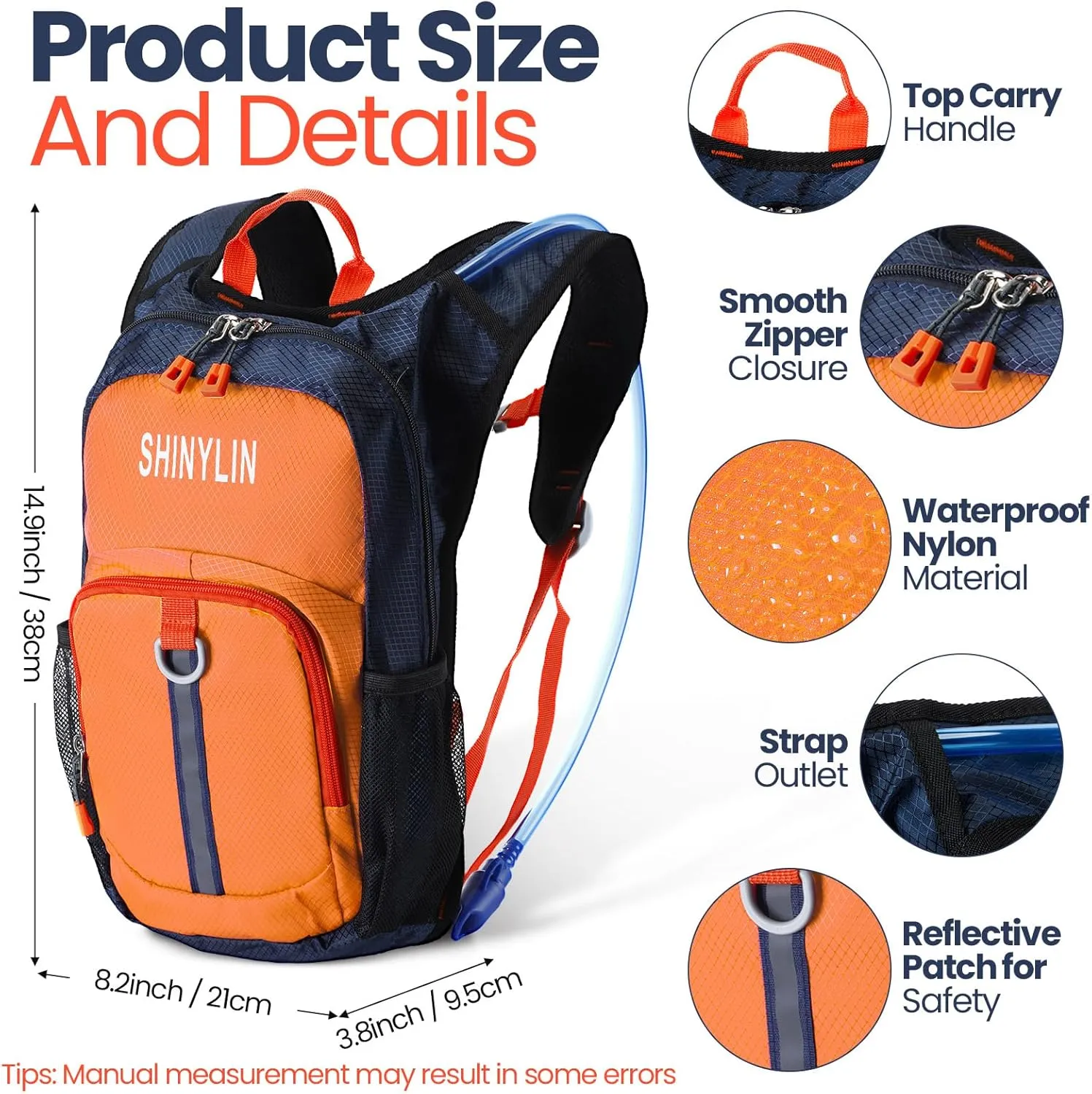 2 Pcs Kids Hydration Backpack with 1.5l Water Bladder Lightweight Kids Hiking Backpack Water Rucksack for Boys Girls Climbing Running