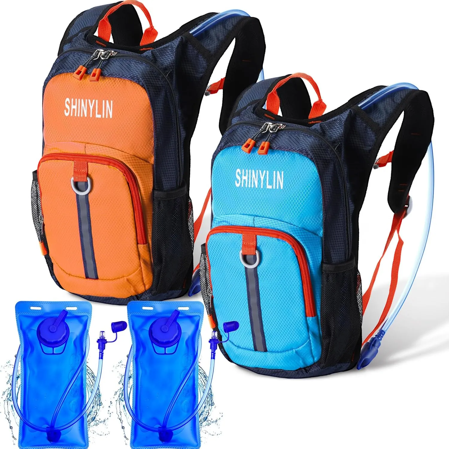 2 Pcs Kids Hydration Backpack with 1.5l Water Bladder Lightweight Kids Hiking Backpack Water Rucksack for Boys Girls Climbing Running