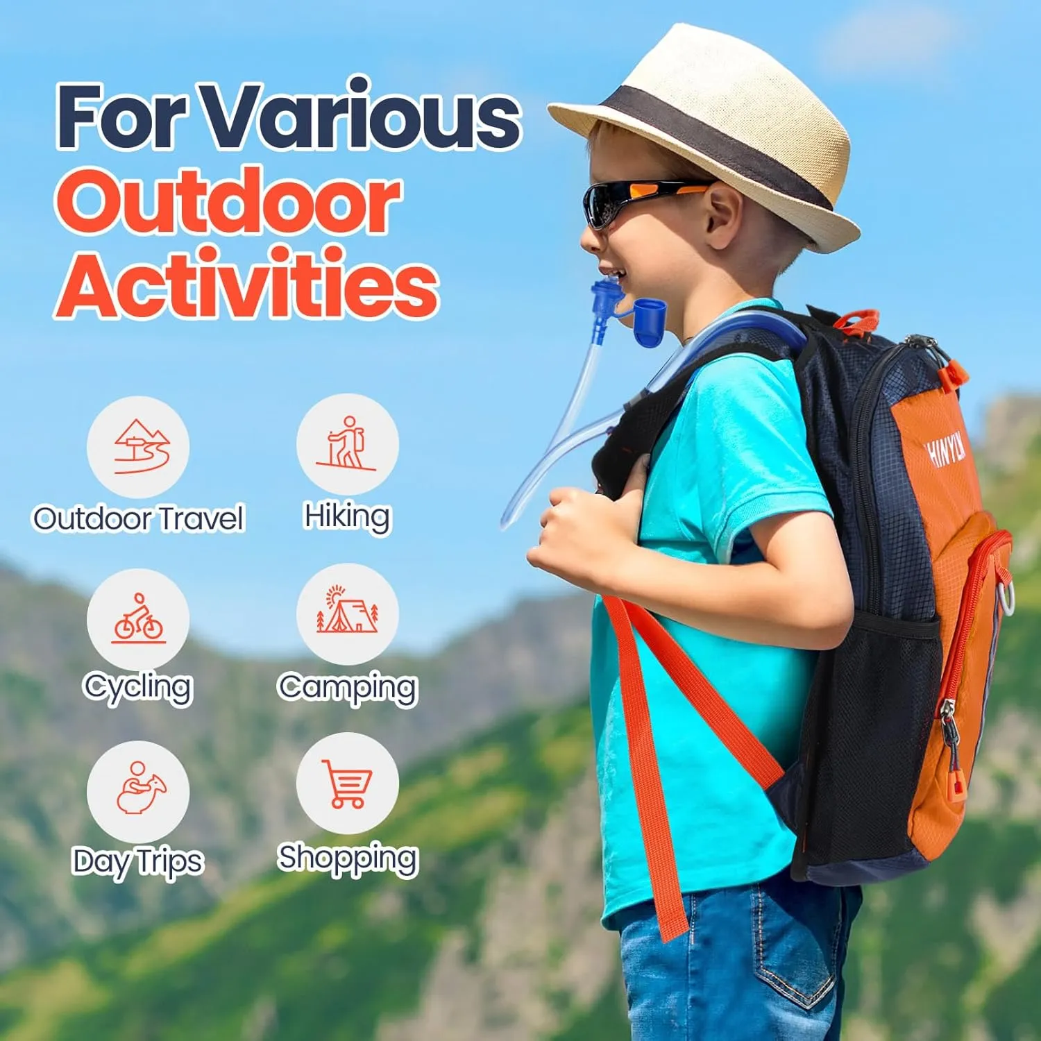 2 Pcs Kids Hydration Backpack with 1.5l Water Bladder Lightweight Kids Hiking Backpack Water Rucksack for Boys Girls Climbing Running