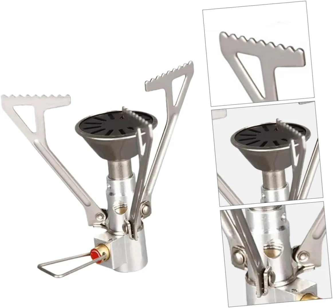 2 Pcs Safety Leak-proof Propane Camping Stove 2000w Portable Gas Cooker Mini Stainless Steel Picnic Stove Easy Folding for Camping Outdoor Cooking
