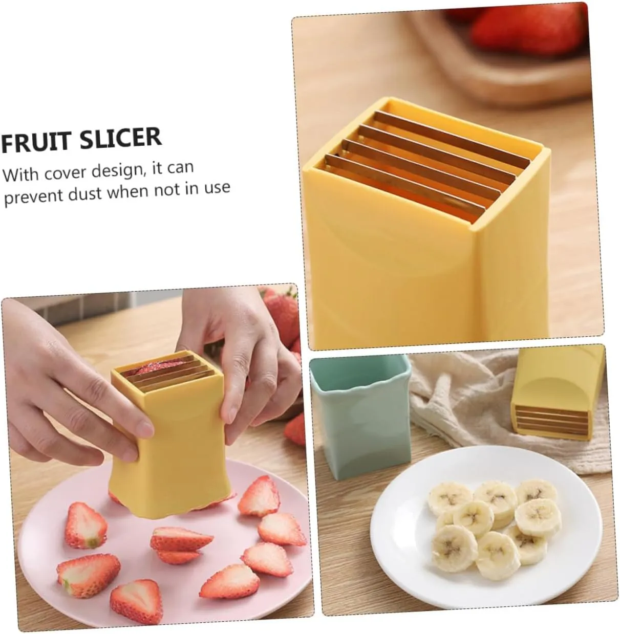 2 Pcs Stainless Steel Fruit Slicers Strawberry Huller Banana Cutter for Effortless Slicing of Soft Fruits and Vegetables Kitchen Tools for Home and Restaurants