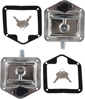 2 Pcs Trailer Door Latch Rv Door Tool Box Lock T-Handle Lock 304 Stainless Steel with Gasket Keys Highly Polished for Camper RV Truck Tool Truck Trailer Tool Box