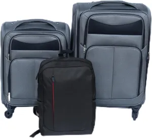 2-Piece Luggage Backpack Set with Ergonomic Handle and 360° Silent Wheels, Waterproof High-Density Fabric, Gray
