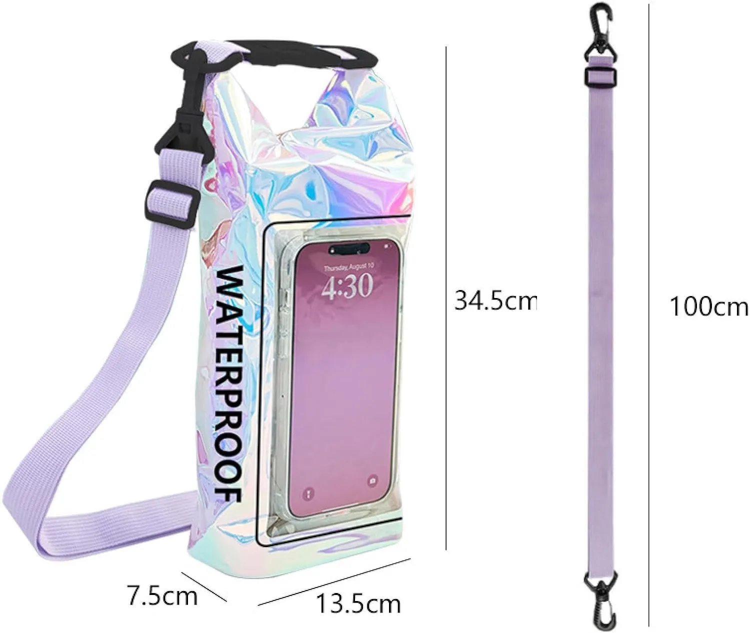2 Waterproof Dry Bags: Colorful Crossbody Waterproof Bag, Outdoor Colorful Swimming Mobile Phone, Waterproof 2L