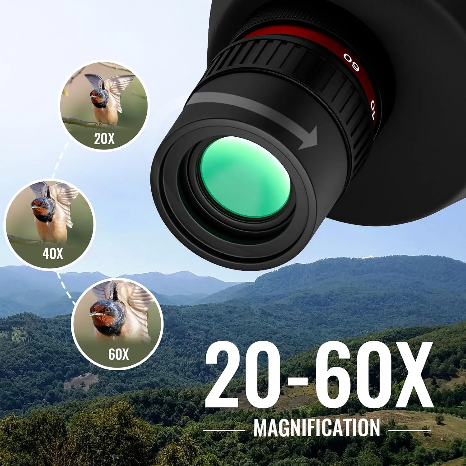 20-60X80 Spotting Scope for Shooting Hunting - Spotter Scopes with Tripod Phone Adapter Waterproof HD Scope for Target Shooting Bird Watching