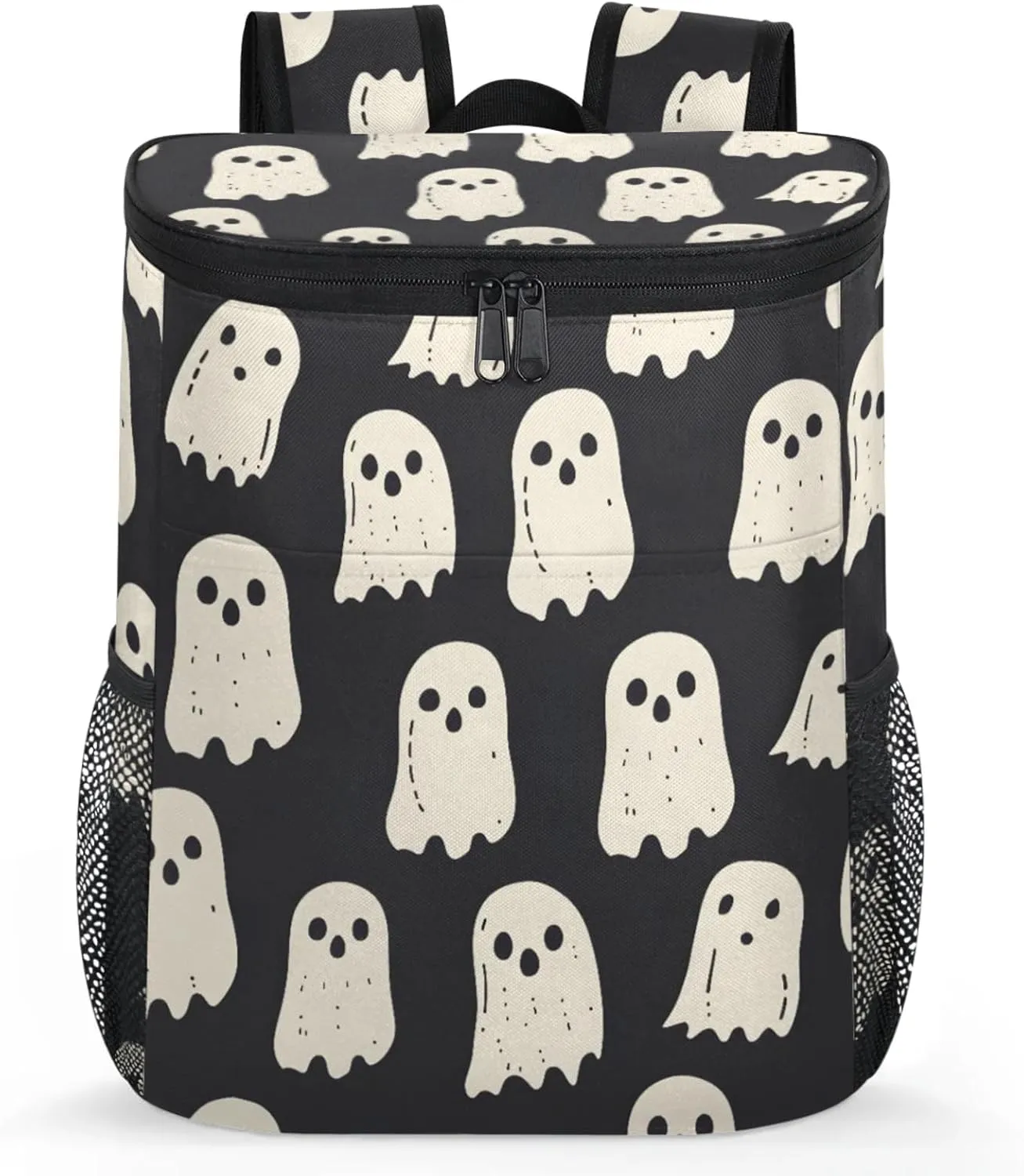 20-Hour Insulated Backpack Cooler Halloween Ghosts Bats Leakproof Cooler Bag Portable Cooler Backpack