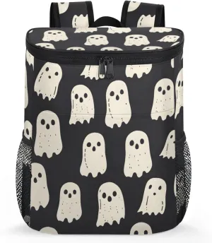 20-Hour Insulated Backpack Cooler Halloween Ghosts Bats Leakproof Cooler Bag Portable Cooler Backpack