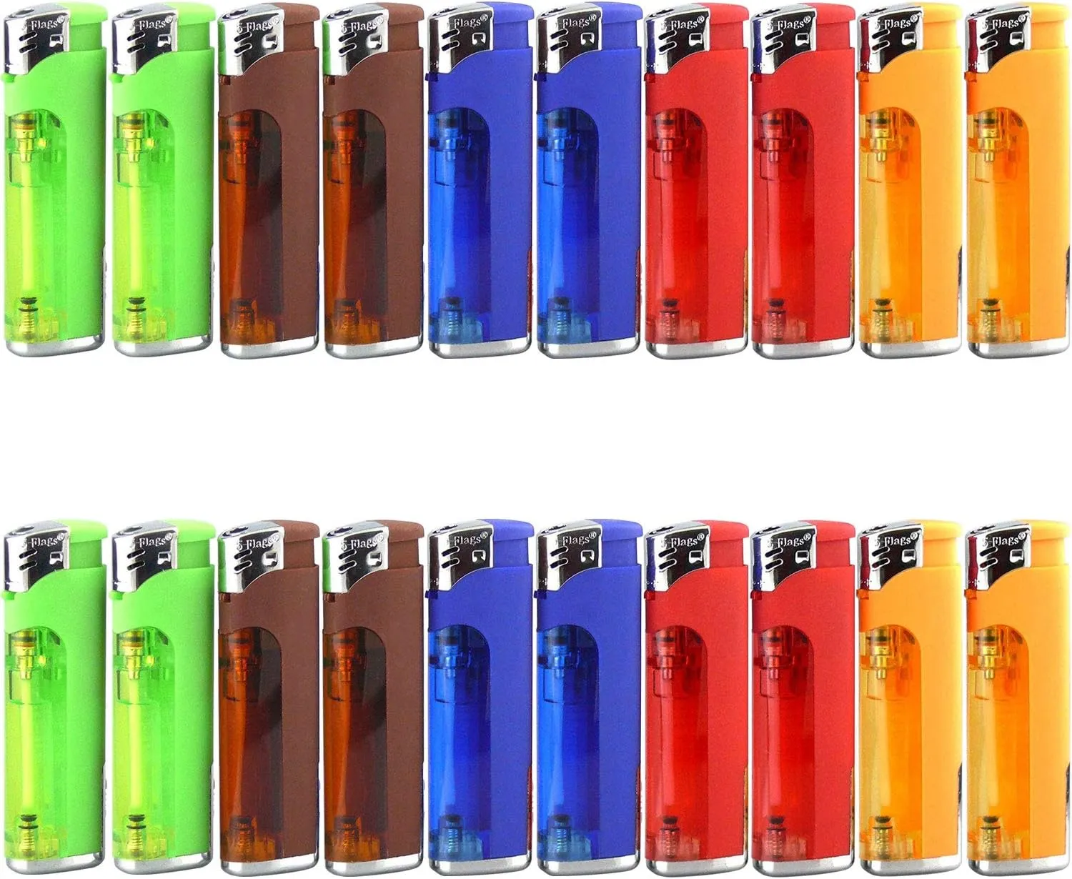 20 Pack Refillable Butane Cigarette Lighter with LED Flashlight