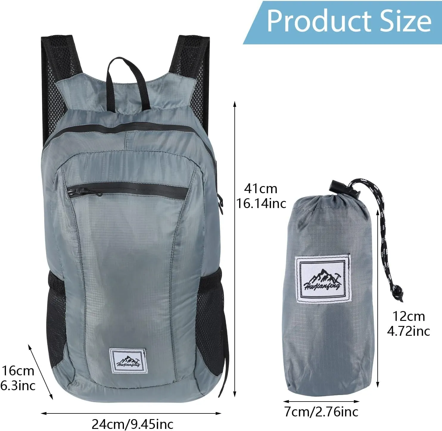 20L Foldable Backpack,Waterproof Packable Ultra Lightweight Hiking Backpack,For Men Women Travel Camping Outdoor Backpack-Grey