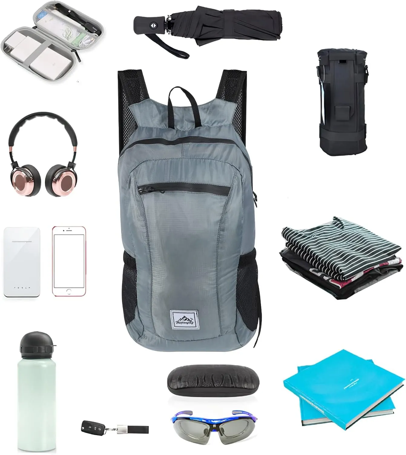 20L Foldable Backpack,Waterproof Packable Ultra Lightweight Hiking Backpack,For Men Women Travel Camping Outdoor Backpack-Grey