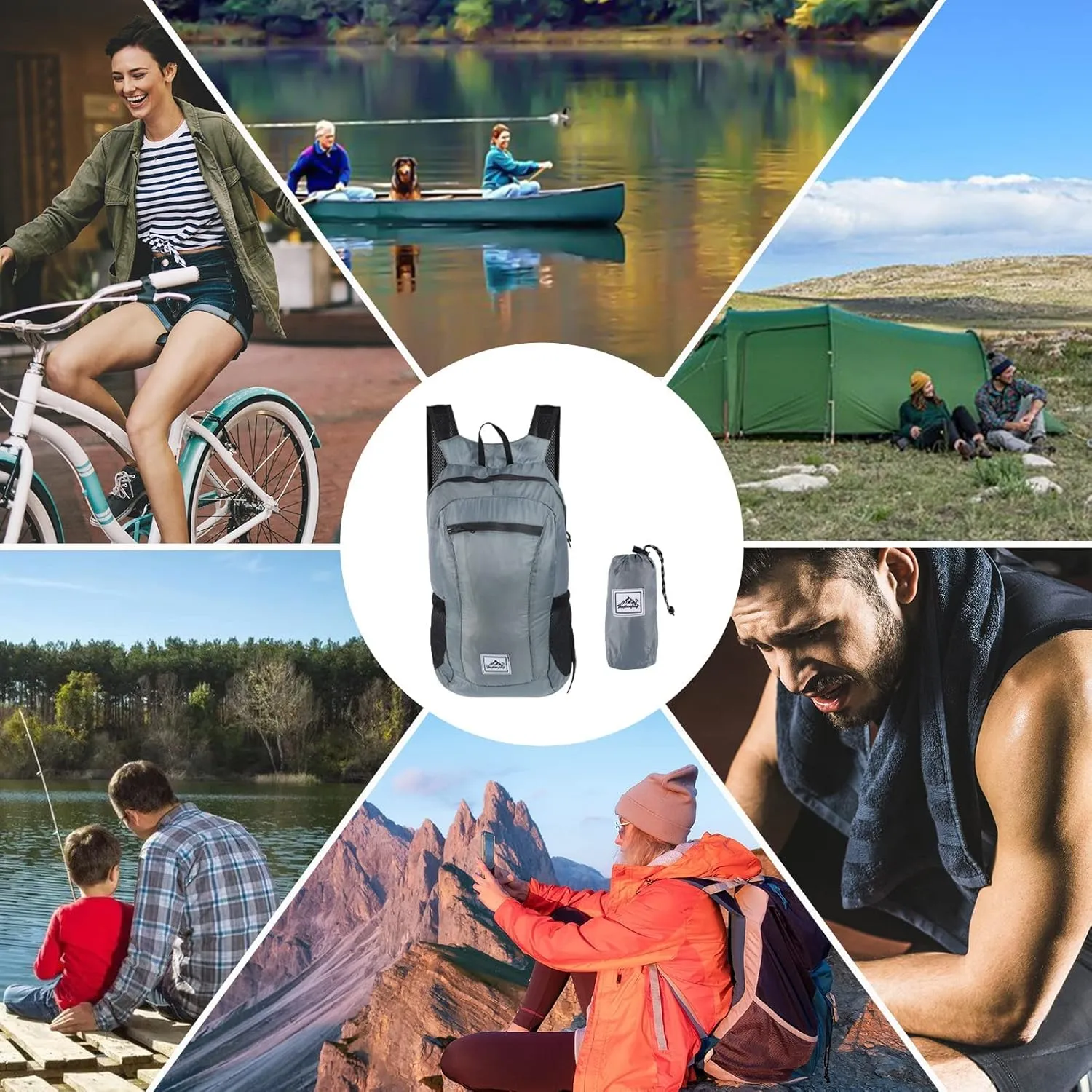 20L Foldable Backpack,Waterproof Packable Ultra Lightweight Hiking Backpack,For Men Women Travel Camping Outdoor Backpack-Grey
