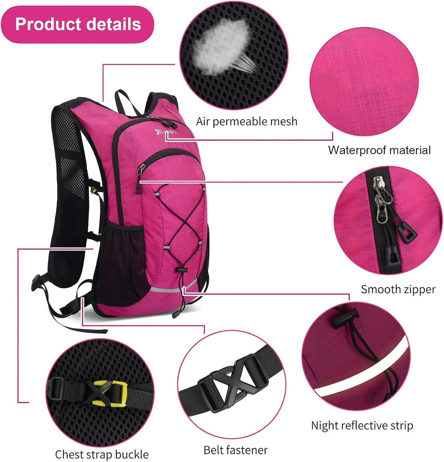 20L Ultra-Lightweight Hiking Backpack for Camping Gear Essentials | Water-Resistant Daypack Outdoor Adventures-PINK