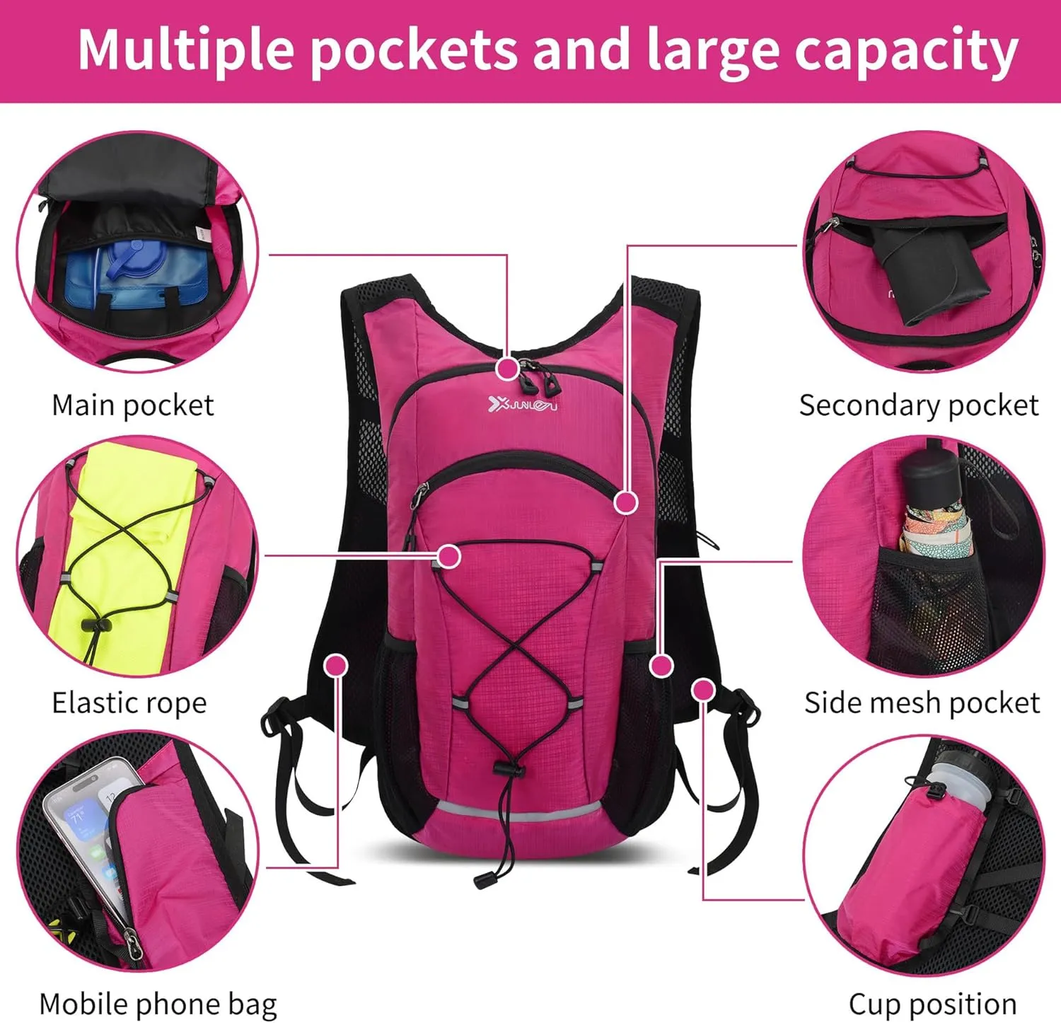 20L Ultra-Lightweight Hiking Backpack for Camping Gear Essentials | Water-Resistant Daypack Outdoor Adventures-PINK