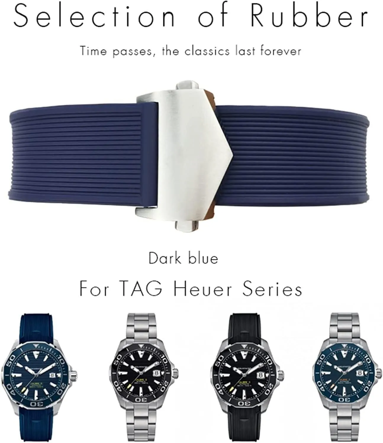 20mm 22mm Rubber Watch Strap for Tag Heuer CARRERA AQUARACER F1 Diving Waterproof Bracelet Watchband