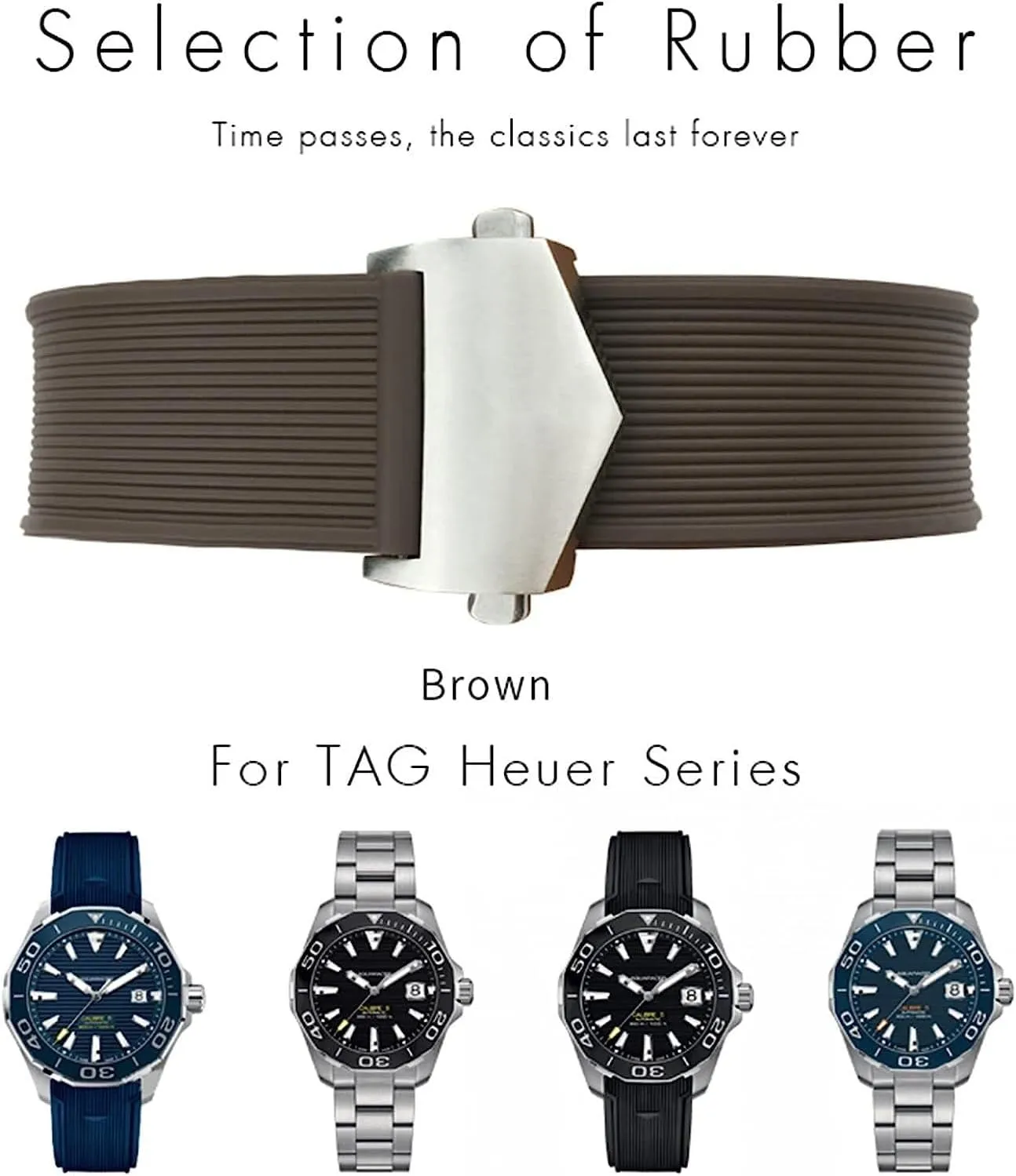 20mm 22mm Rubber Watch Strap for Tag Heuer CARRERA AQUARACER F1 Diving Waterproof Bracelet Watchband