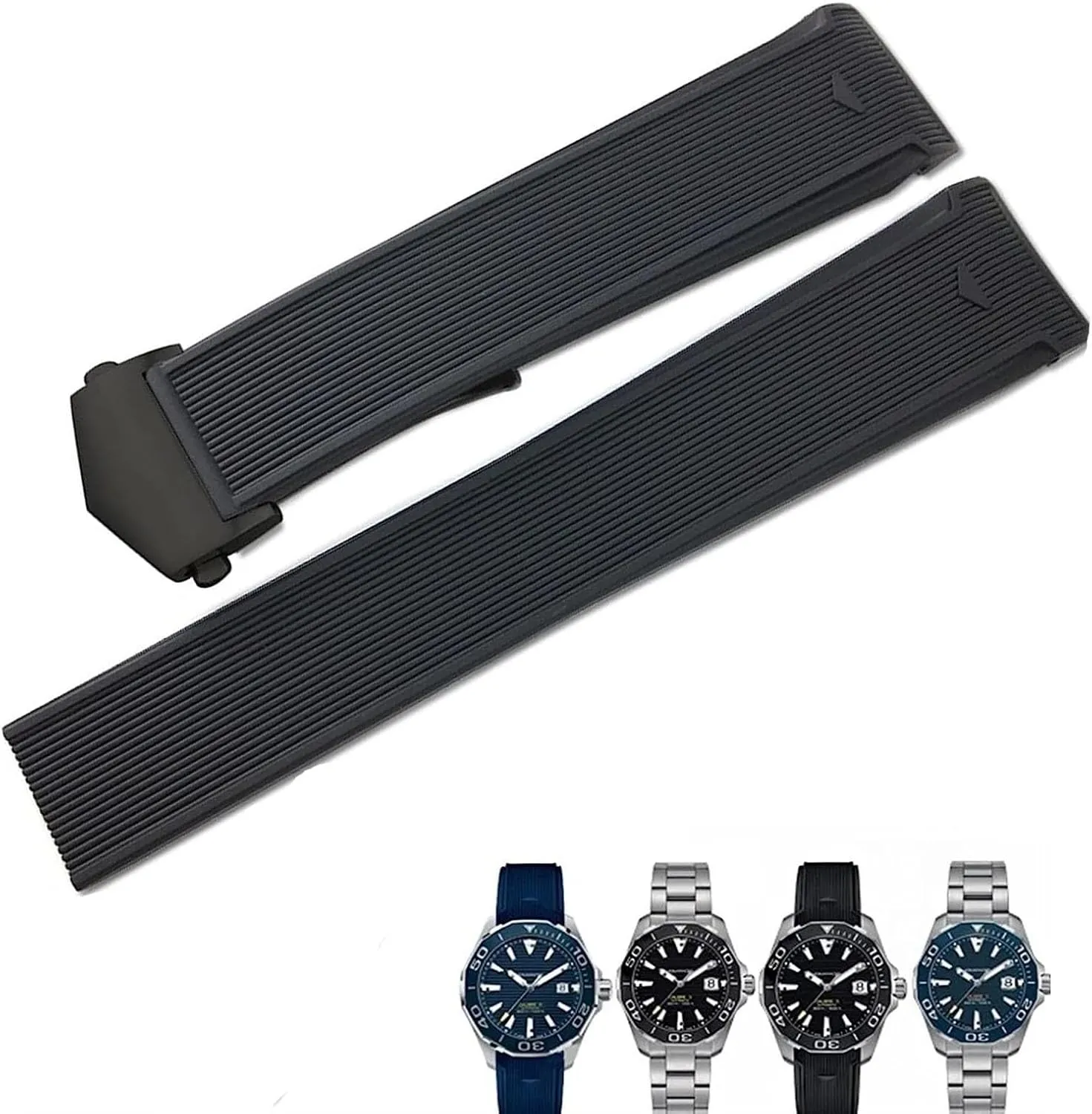 20mm 22mm Rubber Watch Strap for Tag Heuer CARRERA AQUARACER F1 Diving Waterproof Bracelet Watchband