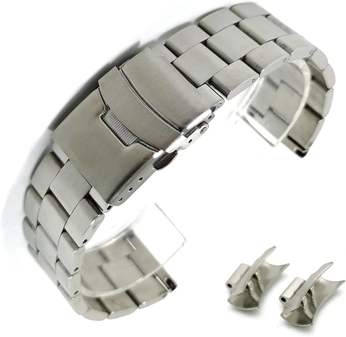 20mm 22mm Stainless Steel Strap Curved End Solid Metal Bracelet Double Clasp Bracelet Bracelet Bracelet (Band Color: Curved Blue, Band Width: 22mm)