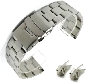 20mm 22mm Stainless Steel Strap Curved End Solid Metal Bracelet Double Clasp Bracelet Bracelet Bracelet (Band Color: Curved Blue, Band Width: 22mm)