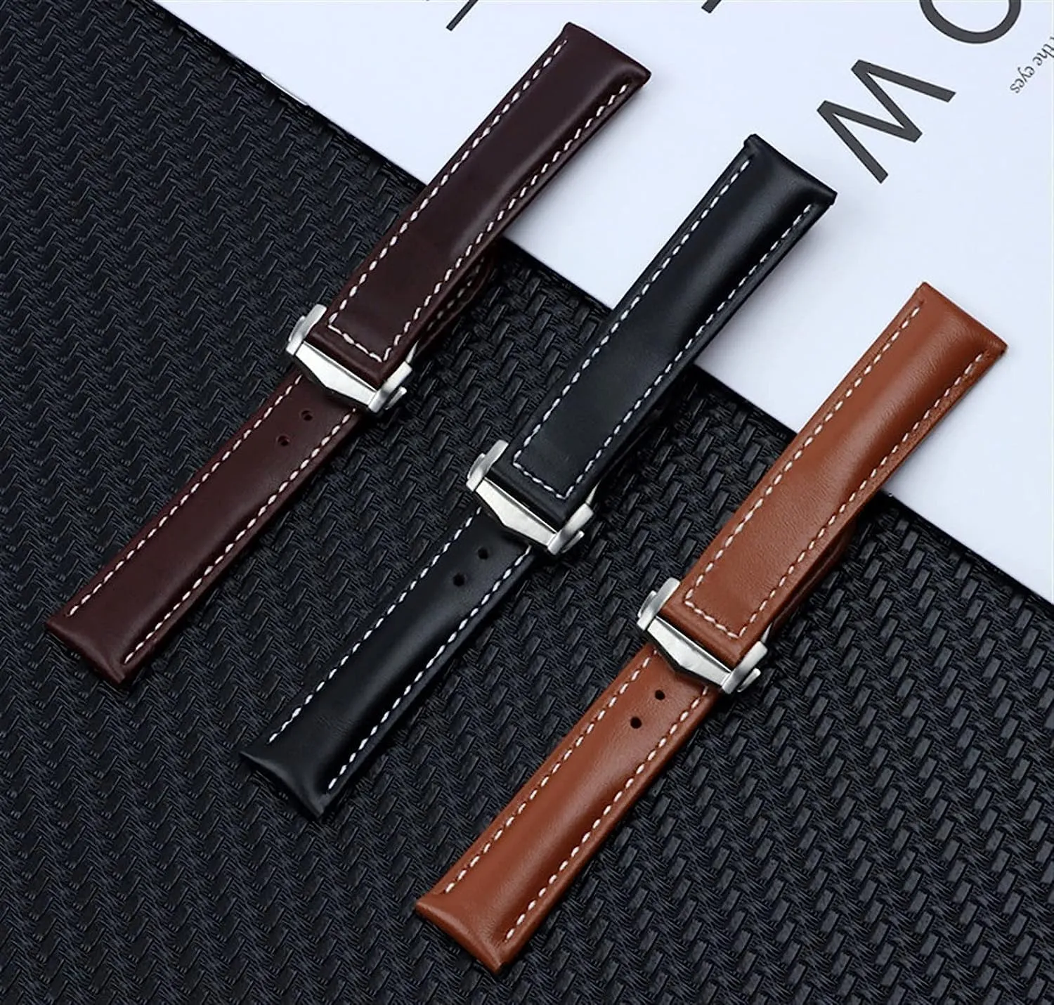 20mm Genuine Cow Leather Strap For Omega Strap Seamaster 300 DE Ville AT150 Aqua Terra 150 Cowhide Watchband Deployment Stainless Steel Buckle