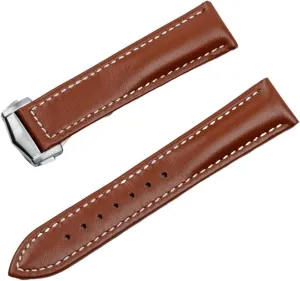 20mm Genuine Cow Leather Strap For Omega Strap Seamaster 300 DE Ville AT150 Aqua Terra 150 Cowhide Watchband Deployment Stainless Steel Buckle