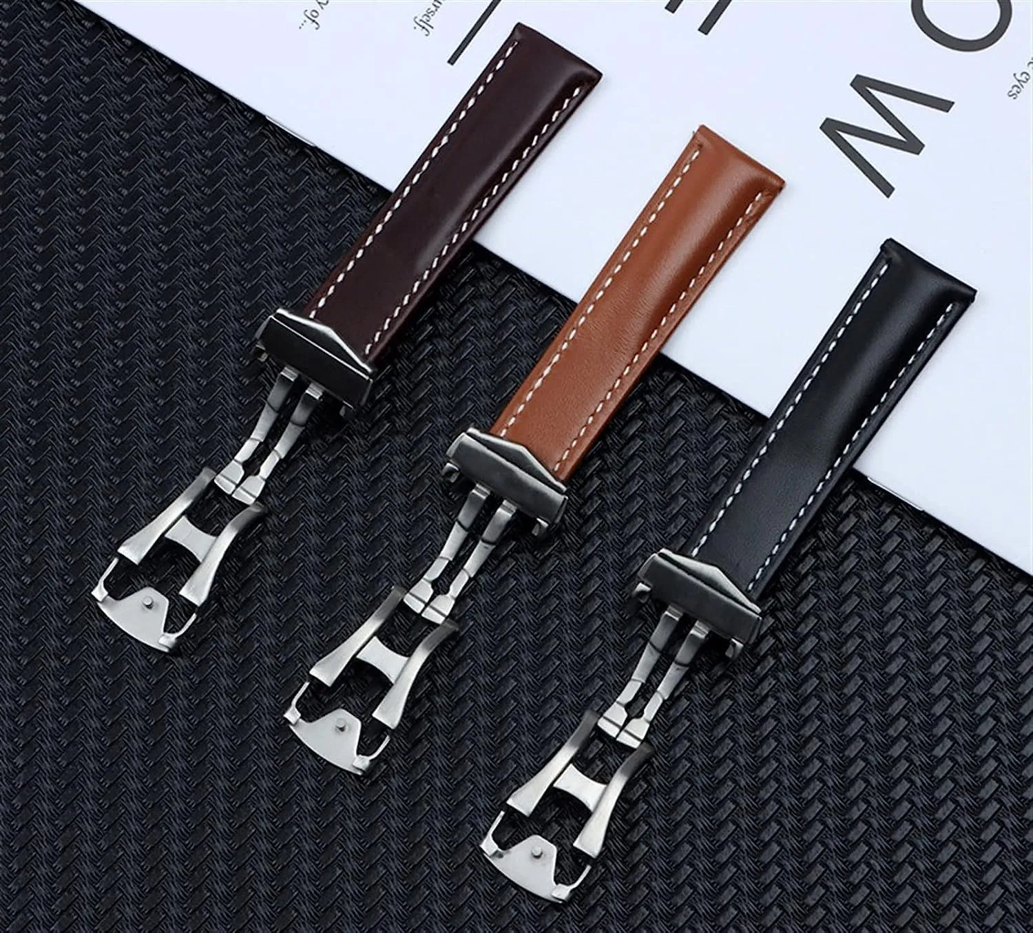 20mm Genuine Cow Leather Strap For Omega Strap Seamaster 300 DE Ville AT150 Aqua Terra 150 Cowhide Watchband Deployment Stainless Steel Buckle
