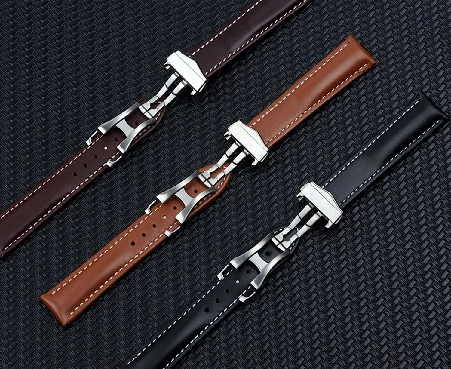 20mm Genuine Cow Leather Strap For Omega Strap Seamaster 300 DE Ville AT150 Aqua Terra 150 Cowhide Watchband Deployment Stainless Steel Buckle