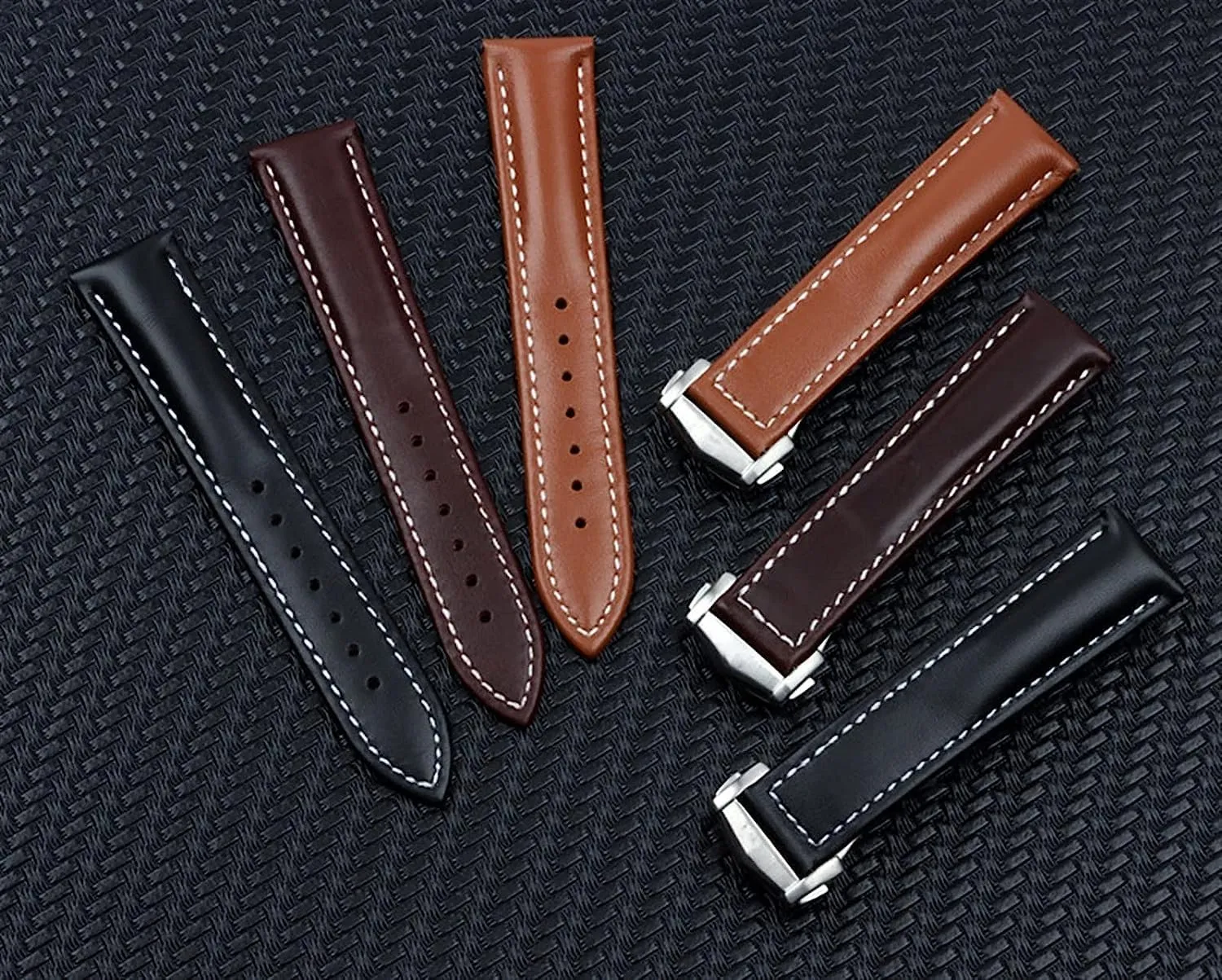 20mm Genuine Cow Leather Strap For Omega Strap Seamaster 300 DE Ville AT150 Aqua Terra 150 Cowhide Watchband Deployment Stainless Steel Buckle