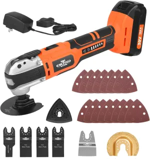 20V Cordless Oscillating Tool Kits, LAZYLAND Brushless Oscillating Multitool with 6-variable speed, Battery and accessories for Cutting, Grinding, Scraping, Sanding