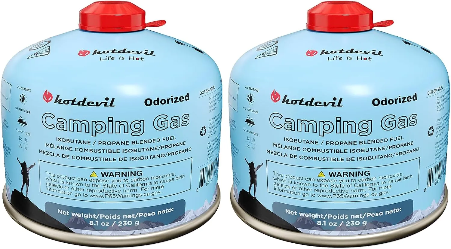230 Grams Isobutane Fuel Canister (2 packs) Camping Stove Fuel Butane Propane Blend Isobutane Fuel Canister Camping Fuel Gas Canister Suitable for All Seasons Efficient and High Output