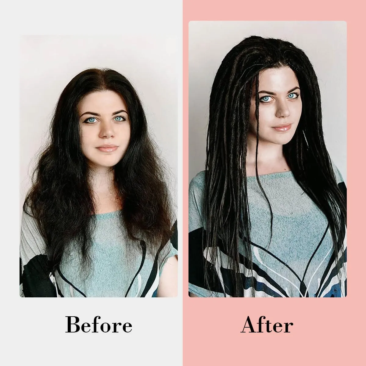 24 inch 30 pcs Dreadlock Extensions Single Ended, Black to White Thin 0.6cm Dreads Extensions, Synthetic Dreadlock Extensions Reggae Hippie Crochet Dreads for Women