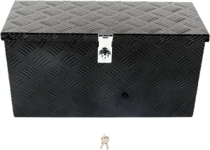24'' Inch Stripes Plated ATV UTV Aluminum Tool Box Truck Bed Toolbox Waterproof Square Storage Organizer with Lock and Keys Black(‎24" L x 9.5" W x 12.5" H)