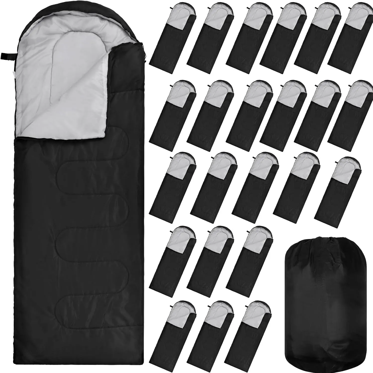 24 Pcs Sleeping Bags for Adults Bulk Lightweight Waterproof Backpacking Camping Sleeping Bag with Compression Sack, Portable Compact for Hunting Hiking Outdoor Camping Essential