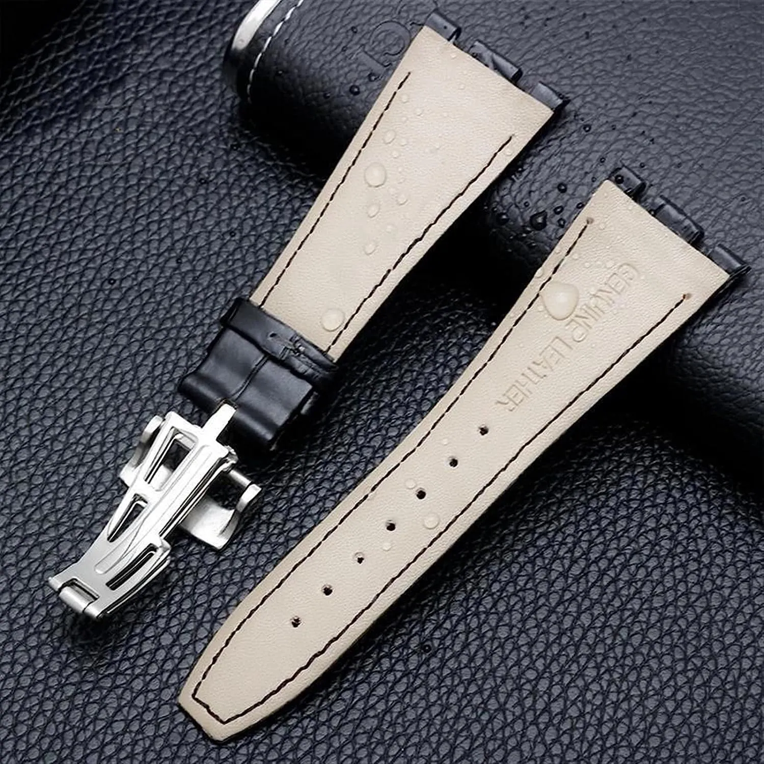 26mm Genuine Leather Handmade Watch Band For AP 15400 Wrist Straps With Steel Deployment Buckle