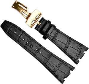 26mm Genuine Leather Handmade Watch Band For AP 15400 Wrist Straps With Steel Deployment Buckle