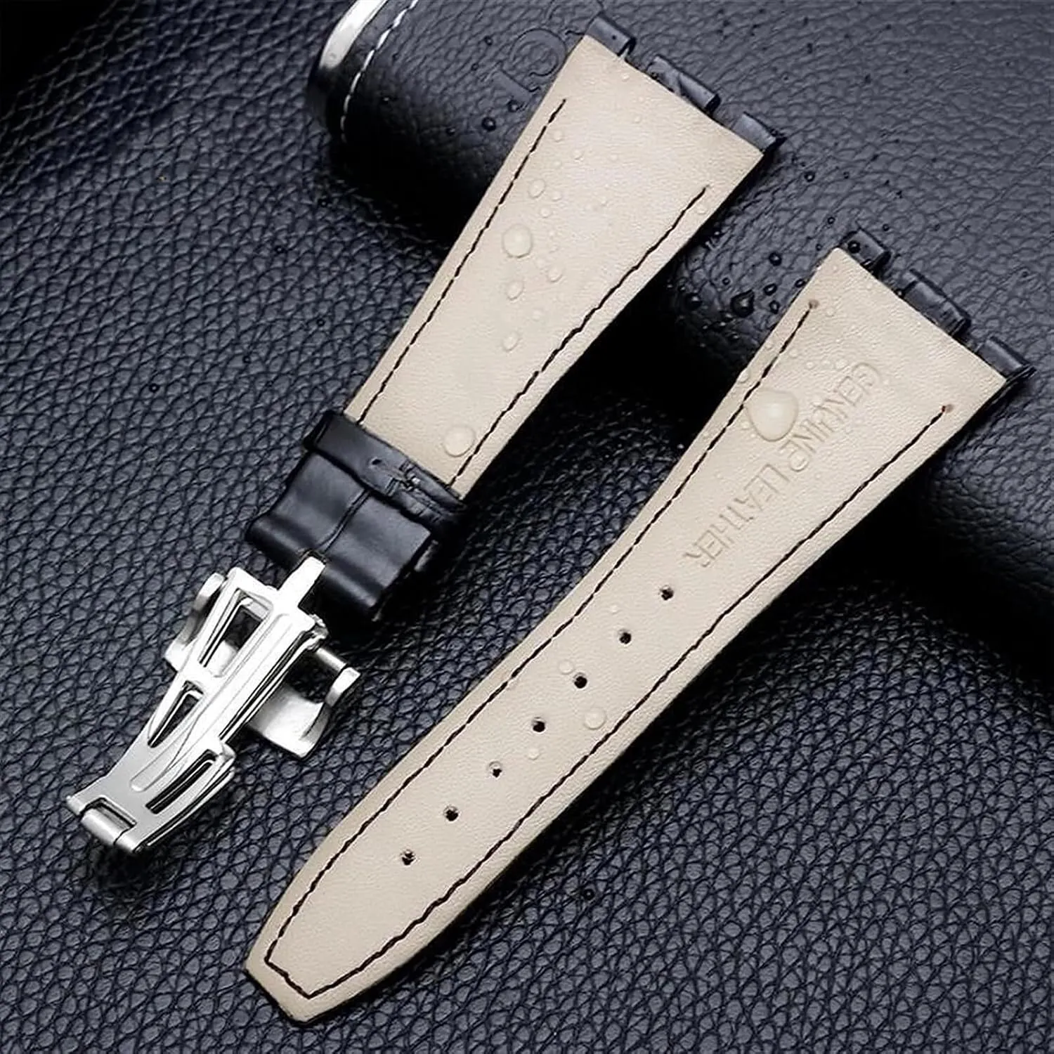 26mm Genuine Leather Handmade Watch Band For AP 15400 Wrist Straps With Steel Deployment Buckle
