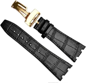 26mm Genuine Leather Handmade Watch Band For AP 15400 Wrist Straps With Steel Deployment Buckle