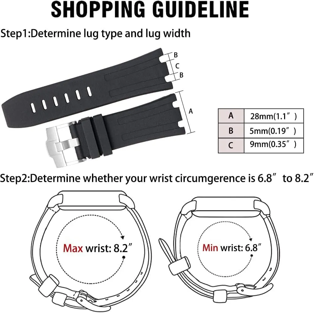 28mm Rubber Watch Band for Audemars Piguet Royal Oak Offshore AP Watch Men 15703 15710 Outdoor Sports Wristband Accessory Watch Strap Replacement