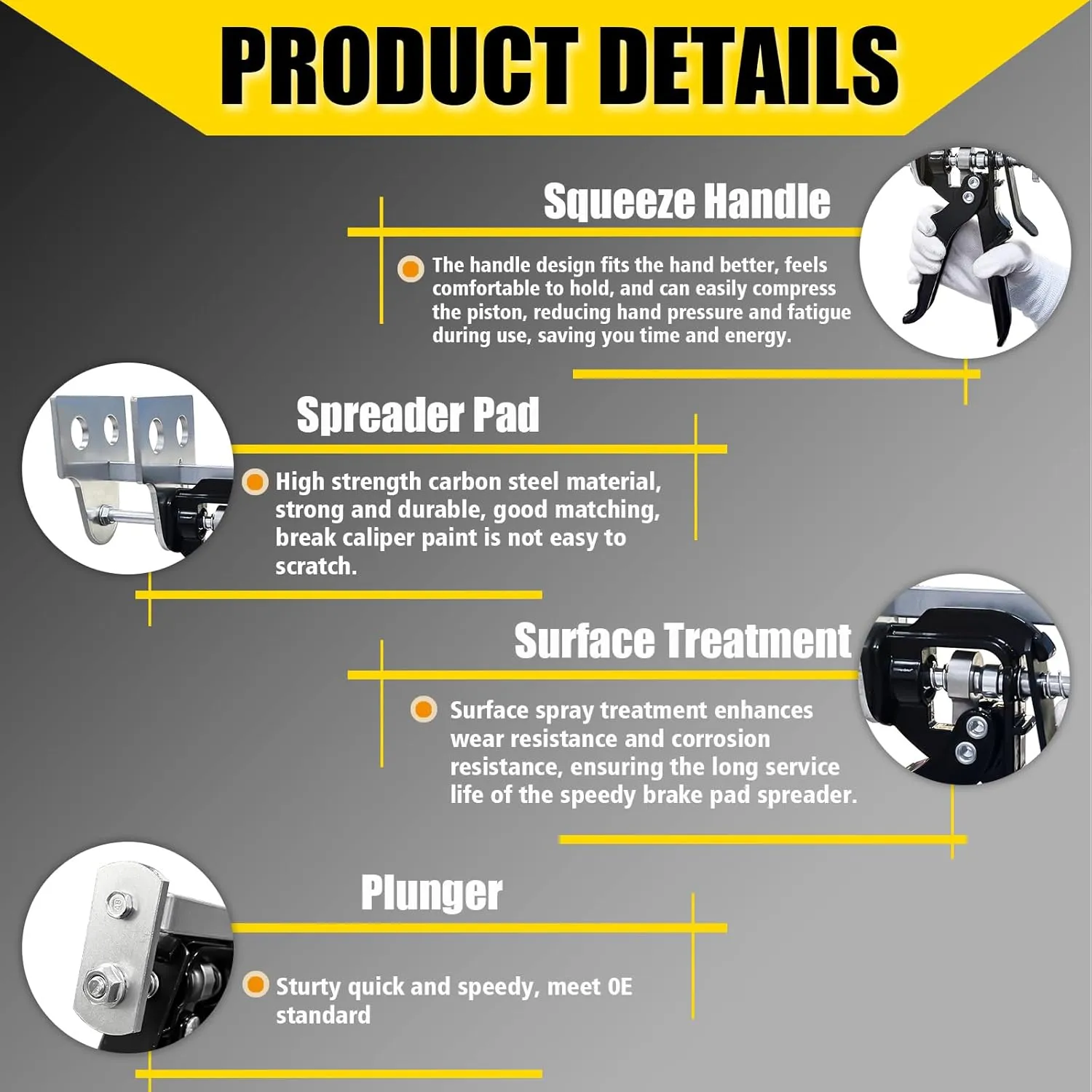 29100 Brake Caliper Compression Tool, Speedy Brake Pad Spreader Compatible with Disc Single/Dual/Quad/Sextuplet Caliper Piston Compressor Tool for Most Car &Light Trucks